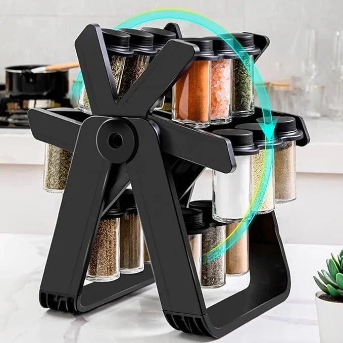 18 jar revolving carousel spice rack tower